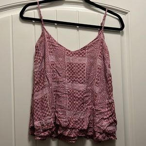 Abercrombie and Fitch Maroon Flower Detailed Camisole Top w/ Adjustable Straps